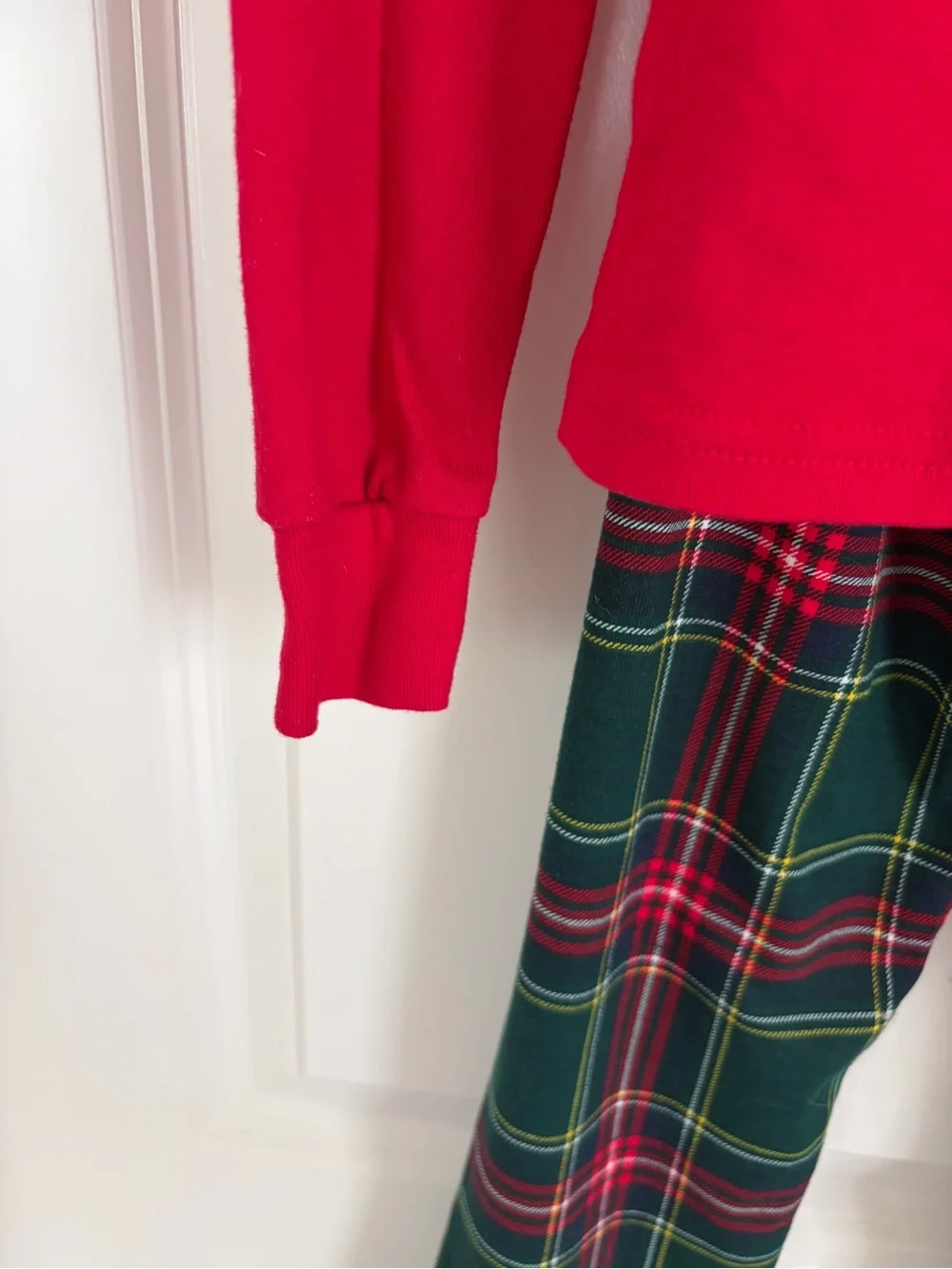 Holiday Pajama Set with Green Plaid Pants